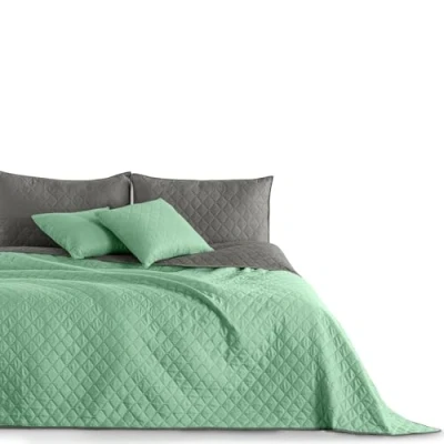 Immagine di DecoKing Copriletto Reversibile Bicolore Menta Argento Acciaio Grigio Axel 1 Piazza e Mezza 220x240cm