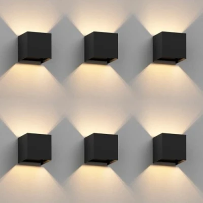 Immagine di ledscom.de 6 x CUBEL lampada da parete per esterni, IP65, up/downlight, nero opaco, quadrato, 1x G9 max. 10W