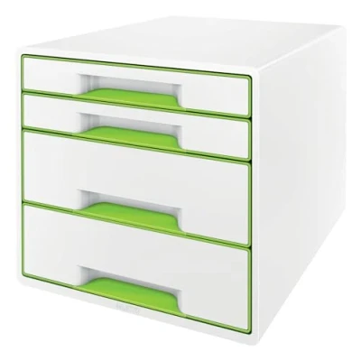 Immagine di Leitz WOW Cube Cassettiera a 4 Cassetti, Organizer per Riporre Documenti, Cataloghi e Riviste in Formato A4, Adatta Casa Ufficio, Verde, 52132054