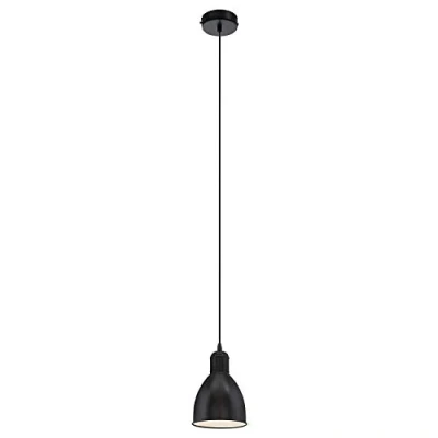 Immagine di Eglo lampada a sospensione Priddy, da parete in design vintage, retrò e industriale acciaio, nero, bianco, E27