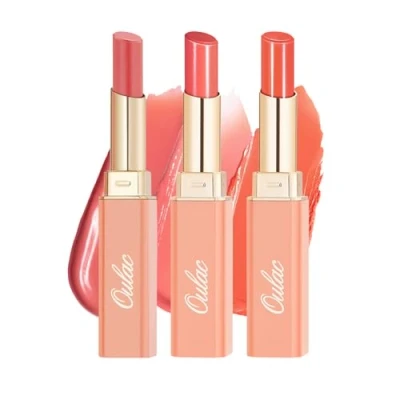 Immagine di Oulac 2 in 1 Rossetto e Balsamo Labbra Corallo Set,Labbra Succoso Lucido, Effetto Idratante Nutriente, Cura delle Labbra, Fornisce Morbidezza alle Secche Screpolate, Vegan