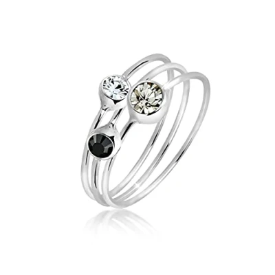 Immagine di Elli Anello da Donna in Argento 925 con Cristallo Grigio, Taglio Brillante