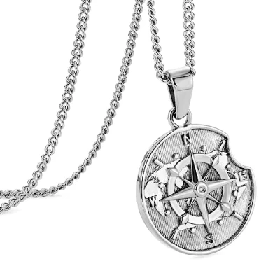 Immagine di murtoo collana da uomo, con ciondolo a bussola per argento e oro, piastrine uomo donna, in Acciaio inox, regalo 60 cm, inossidabile