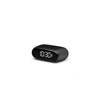 Immagine di Lexon MINUT Mini Sveglia Compatta con Display VA LCD Pure Black, Controllo Touch, Funzione Snooze e Retroilluminazione, Batteria Ricaricabile, Finitura Alluminio Nero