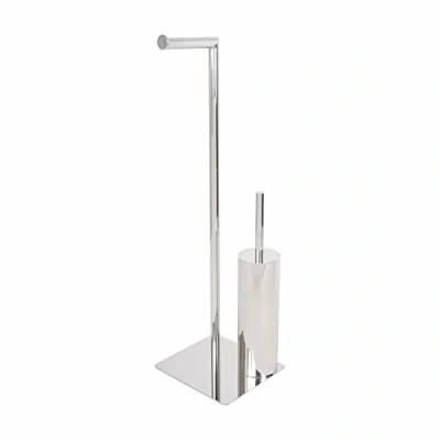 Immagine di METAFORM Piantana WC Porta Rotolo e Scopino Lucido in Acciaio Inox Aisi 304 MOD. Poseidon