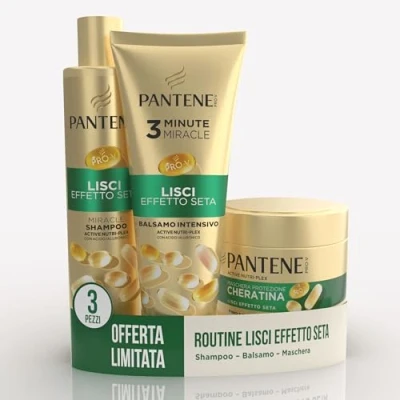 Immagine di Pantene Pro V Miracles Lisci Effetto Seta Set Regalo Per Capelli : 1x Shampoo 250ml, Balsamo Intensivo 200ml, Maschera 300ml, Trasforma Crespi e Secchi in Setosi