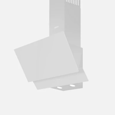 Immagine di Wiggo Cappa aspirante 60 cm Design in vero vetro senza testa, aria di scarico, 300 m3/h, touch screen LED, 3 velocità, con filtro antigrasso e 2 filtri a carbone, frontale (bianco