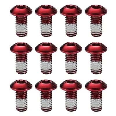 Immagine di OneGas 12 viti per bici in acciaio inox, M5 x 10 mm, rotore bicicletta, bulloni freni a disco testa Torx T25 (rosso)