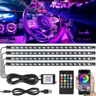 Immagine di RWSRW LED auto interni illuminazione a per 72 strisce LED, auto, ambientale, 12 V, impermeabile, controllo app e telecomando
