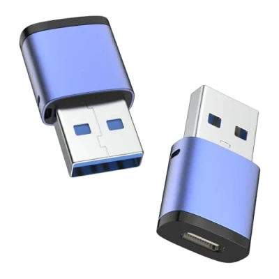 Immagine di MoKo Adattatore USB a C 2 Pezzi, da Femmina di Tipo Maschio 3.0 5Gbps Connettore Caricatore Compatibile con iPhone 16 15 14 13, Apple Watch 10 9 8 7, AirPods 4, CarPlay