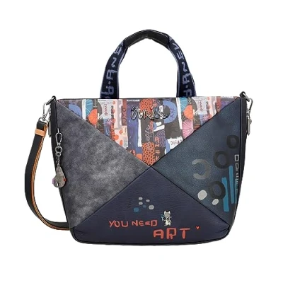 Immagine di Anekke Borsa a Tracolla da donna grande in ecopelle con cinturino regolabile e chiusure cerniera contemporanea 31x28x13 cm