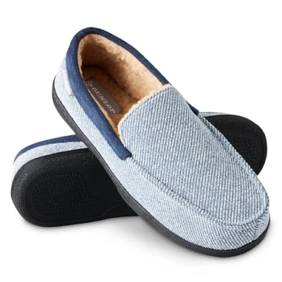 Immagine di DUNLOP Pantofole Uomo Ciabatte Invernali da Casa Calde Comode Antiscivolo Memory Foam (Blu/Bianco, 45 EU)