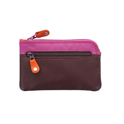 Immagine di Portamonete in Pelle con Portachiavi GENO Collezione Rainbow Visconti RB69 Prugna Multi