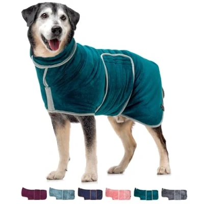 Immagine di Lucky Paws® Accappatoio per cani a doppio strato asciugatura più rapida in pochi minuti, asciugamano super assorbente e vestaglia ultra morbida un lussuoso (M,