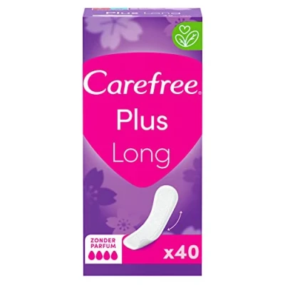 Immagine di Carefree Plus Salvaslip con anima migliorata, senza profumo, grado di assorbimento quattro, taglia L, extra lungo, confezione da 40 pezzi