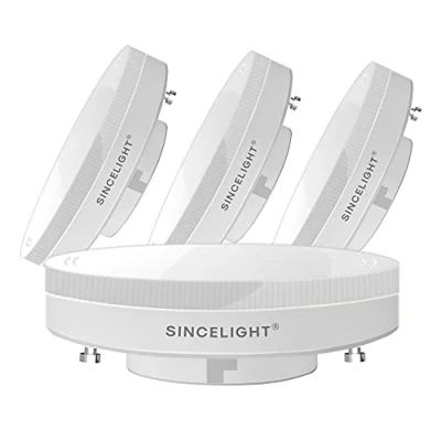 Immagine di SINCELIGHT GX53 Lampadine LED, 7W Riflettore lattiginoso a forma di disco, 60W equivalenti, RA≈92, Bianco Freddo 6000K, Retrofit per mobili da cucina, vetrinette, illuminazione sottopensile, 4 Unità