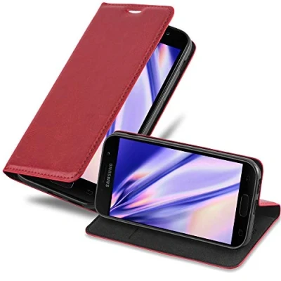 Immagine di Cadorabo Custodia Libro per Samsung Galaxy A7 2017 in ROSSO MELA con Vani di Carte, Funzione Stand e Chiusura Magnetica Portafoglio Cover Case Wallet Book Etui Protezione