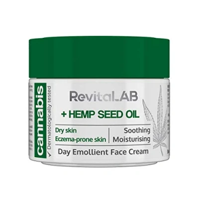 Immagine di RevitaLAB Cannabis Extract Day Emollient Face Cream with Organic Hemp Seed Oil for Deep Nourishment Dermatologically Tested Moisturiser Sensitive Skin, 50 ml