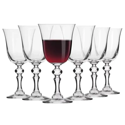Immagine di Krosno Piccoli Bicchieri Calice Vino Rosso Set di 6 Calici 220 ml Collezione Krista Ideale per la Casa, Ristorante Feste e Ricevimenti