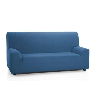 Immagine di Martina Home Tunez, Copridivano elastico, Tela (50% poliestere, 45% cotone, 5% elastan), Azzurro, 3 Posti (170 220 cm larghezza)