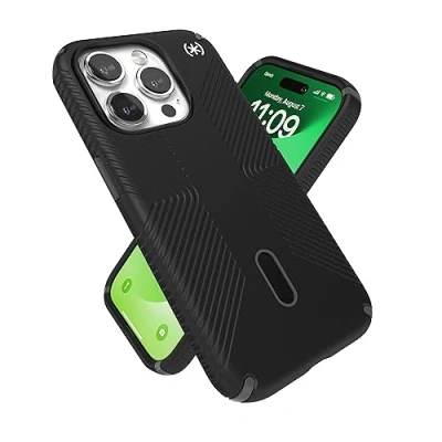 Immagine di Speck Presidio2 Grip Custodia per iPhone 15 Pro, con blocco antiscivolo, compatibile MagSafe, impugnatura anti caduta, antigraffio, morbida al tatto, Presidio2, colore: