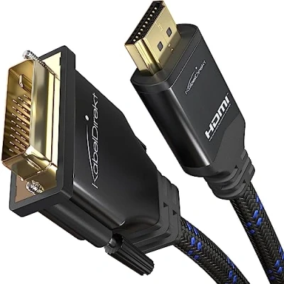 Immagine di KabelDirekt Cavo adattatore HDMI DVI 5 m (bidirezionale, D 24+1/cavo High Speed, 1080p/Full HD, cavi video digitale, collegamento di dispositivi a monitor o viceversa, nylon)