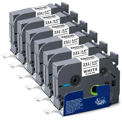 Immagine di 6x XemaX Compatibile Nastro 12mm x 8m Sostituzione per Brother PT Tze 231 Tz Laminato Cassette H105 H101C 1010 P750W H100P D450 D600VP 1230PC Nero su Bianco Nastri