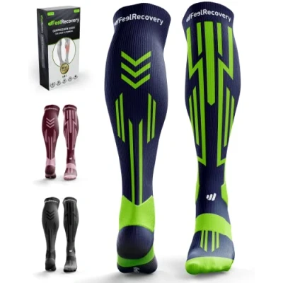 Immagine di Calze Compressione Graduata Sport Uomo/Donna (1 Paio) Contenitive Running, Trekking, Sport, Calcio, Sci Calzettoni Lunghe Termiche Estive e Invernali Calza Elastica Lana Merino Traspirante