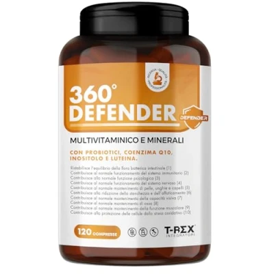 Immagine di Multivitaminico Multiminerale con Probiotici, Vitamina B12, Acido Folico e Coenzima Q10 360 Defender Integratore Completo 14 Vitamine 5 Sali Minerali