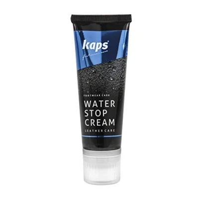 Immagine di Kaps Crema Impermeabilizzante di Qualità per Stivali in Pelle Liscia, Nutrimento con Cera Maturale e Applicatore Spugna, Water Stop, Molti Colori (100 Neutro/Trasparente)