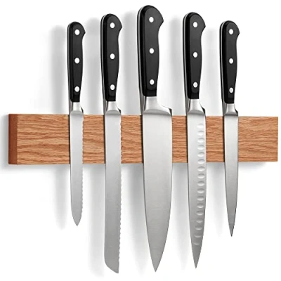 Immagine di Barra Magnetica per Coltelli in Quercia con Magnete Extra Forte 40 cm Porta Cucina Magnetico Coltelli, Utensili e Attrezzi di LARHN