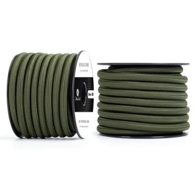 Immagine di Abma Cord Corda Elastica 10mm 10M di Gomma Cavo Elastico Marino per Teloni, Tende e Bagagli Verde Oliva