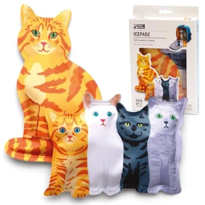 Immagine di Monkey Business Icepadz: Set di 2 Sacche Ghiaccio Gel Riutilizzabile, Morbide per Biberon e Latte Materno, Sottile Borsa Frigo Portapranzo (Icepadz Gatti)