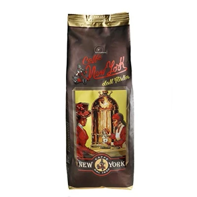 Immagine di Caffè New York EXTRA P in grani, gusto forte e deciso, arabica robusta media tostatura, da macinare, caffe espresso italiano alta qualità dal 1930 1 kg, chicchi