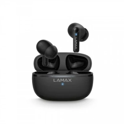 Immagine di Lamax Clips1 Play Cuffie In Ear Bluetooth Stereo Nero Indicatore di carica della batteria, Custodia ricarica, regolazione del volume, Resistente al sudore,