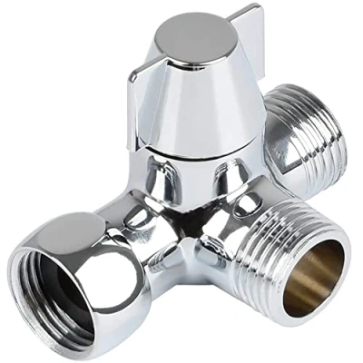 Immagine di G1/2&quot; Valvola Adattatrice A T Ricambio, 3 Vie Deviatore Doccia Rubinetto, Interruttore Valvola, In Ottone, Cromo Lucido, Per Soffione Doccia, Braccio
