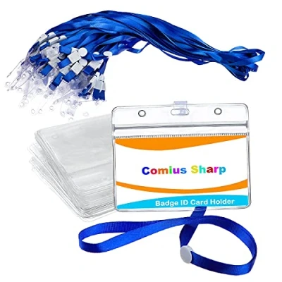 Immagine di Porta Badge Plastica, Comius Sharp 50 Pezzi Clear Impermeabili Portabiglietti, Trasparente per Badge, Etichette, Cartellino con Nome, Carte