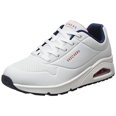 Immagine di Skechers Uno Stand On Air, Sneaker Donna, White Durabuck Navy Red Trim, 38 EU