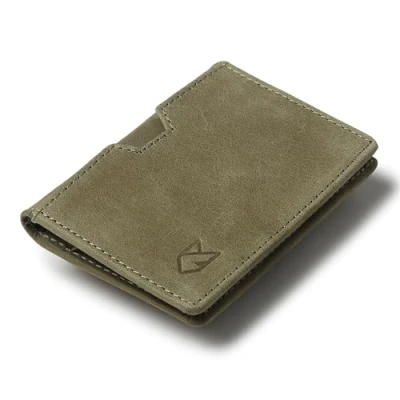 Immagine di FOXHACKLE portafoglio porta carte di credito in pelle per uomini e donne, sottile bifold con blocco RFID, tasca frontale minimalista, piccola custodia carte, Verde