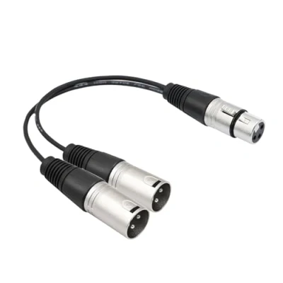 Immagine di EIGHTNOO Cavo XLR Y Splitter, Cavi Femmina a Doppio Maschio patch Bilanciato per Microfono 30cm Adattatore Audio Splitter 3 pin
