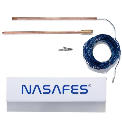 Immagine di asta di messa a terra per recinzione elettrica e kit del generatore, portatile Plug &amp; Play in rame con filo clip coccodrillo un collegamento