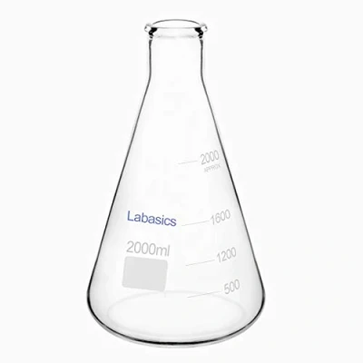 Immagine di Labasics Matraccio Erlenmeyer a Bocca Stretta, da Laboratorio Flask in Vetro Borosilicato con Bordo Resistente 2L