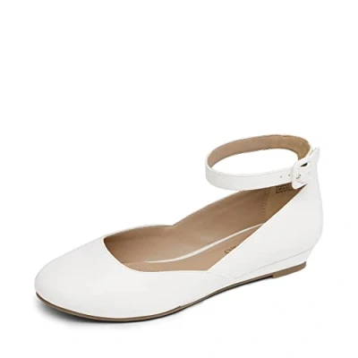 Immagine di DREAM PAIRS Ballerine Donna Cinghia Scarpe Basse Eleganti Fiocco Comode Bianco PU REVONA E Taglia 38 (EUR)