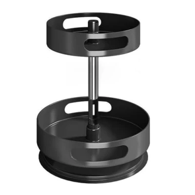 Immagine di PEAKGEAR Lazy Susan Portaspezie girevole a 2 ripiani, per armadietti interni, in metallo, girevole, portaspezie, multifunzione, riporre e organizzare la cucina