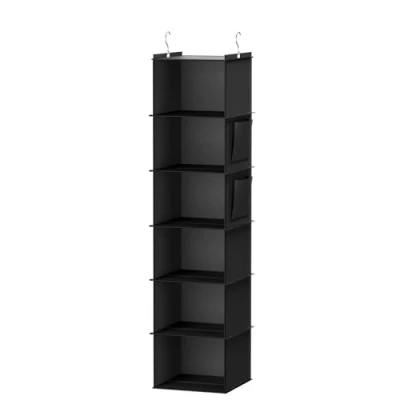 Immagine di YOUDENOVA Organizer Armadio da Appendere, Portatutto Appendere con 6 Scomparti 2 compartiment Laterali, Divisori Interno, Salvaspazio Organizzatore Scaffale Nero