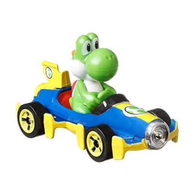 Immagine di Hot Wheels Modello DieCast KART di YOSHI Versione MACH 8 da SUPER MARIO Scala 1:64 5cm