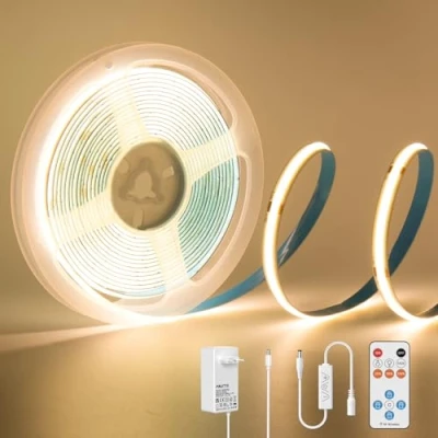Immagine di PAUTIX COB LED Strisce Bianco Caldo 2700K, 24V 3m 480LEDs/M Super Bright dimmerabili Luci a nastro sotto l&#039;armadio con telecomando RF 18 tasti per cucina Camera da letto Casa fai te
