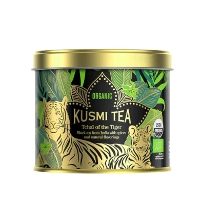 Immagine di Kusmi Tea Tchaï of the Tiger Tè Nero Indiano Biologico con Spezie Chai Creato in Collaborazione il WWF Foglie Sfuse Scatola di da 100g Quantità per circa 50 tazze
