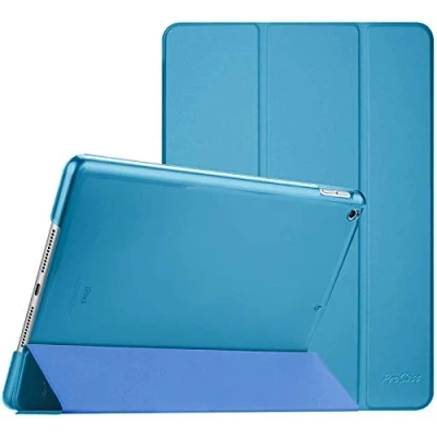 Immagine di ProCase Cover per iPad 9 2021/8 2020/7 2019/iPad 10.2 Custodia[A2602 A2603 A2604 A2605 A2270 A2428 A2429 A2430 A2197 A2198 A2200], Smart Sottile Leggero Traslucida Smerigliata Azzurro