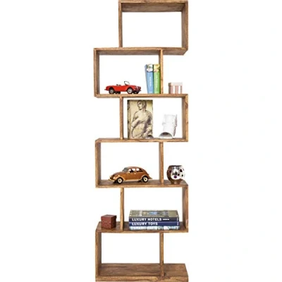 Immagine di Kare Design Scaffale Authentico Zick Zack, Marrone, 60x180cm, Legno Massello, Divisorio, Libreria